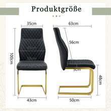 [Set Of 2] Dining Chairs With Diamond Pattern / Set Of 2 Modern Dining Chairs / High Backrest + Comfortable Seat Cushion / Non-Slip And Durable Metal Frame / Suitable For Dining Room, Living Room And Kitchen - 黑+金 - 查看 4