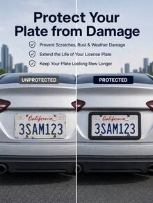 Heavy Duty Silicone License Plate Frame For US Cars, Waterproof Rustproof License Plate Cover, No-Scratch Protective Auto Tag Holder, Soft Rubber Car Accessories - A - View 2