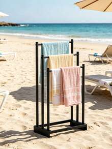 Modern Freestanding Metal Towel Rack – Multipurpose Bath Towel Holder, Poolside Towel Stand, Bedroom And Bathroom Robe And Sleepwear Rack – Sturdy, Movable Storage Hanging Bar For Drying – No Power Needed - Multicolor - View 1