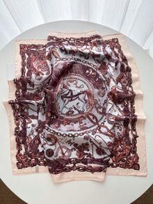1pc 70cm Square Scarf, Faux Silk Printed Neck Scarf, Versatile Professional Neckerchief - Multicolor - View 2