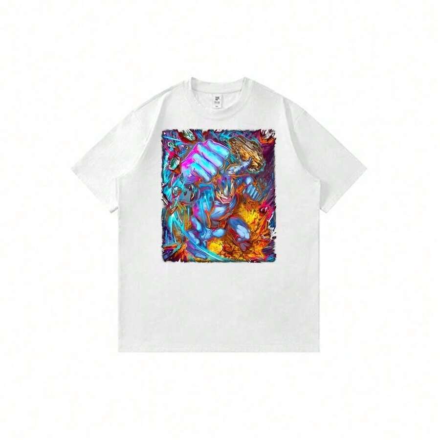 Local Warehouse Items Women's ClothesPokémonss-Machamps-Dynamic-Fist-Strike Summer Anime Character Print T-Shirt Unisex Crew Neck Casual Streetwear Topsmotif Women Clothes - trắng - Xem 1