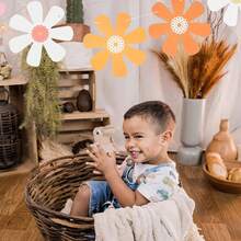 20pcs Bohemian Daisy Paper Garland - Colorful 60s & 70s Hippie Party Banner For Birthdays, Weddings, Youngsters Showers, And More - Vibrant Pink, Yellow, Blue, Orange, Purple, White Flowers With Green Stems - Perfect For Room Or Garden Decor, Daisy Party Decorations - 20pcs - View 6