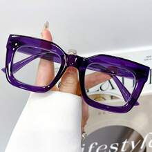 A Pair Of Fashionable Retro Square Glasses For Women And Men, High Quality, Simple And Versatile, Suitable For Everyday Casual Wear And As Decorative Eyewear - 紫色的. - 查看 7