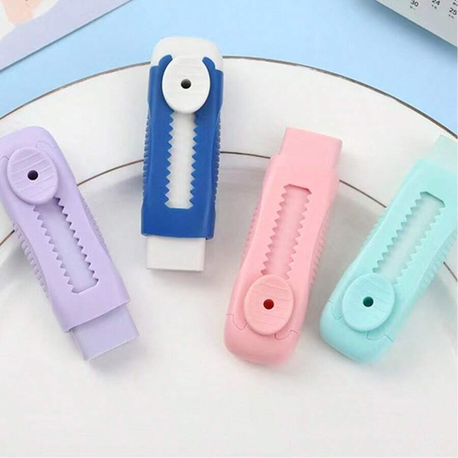 2pcs Macaron Color Retractable Erasers, Ergonomic Handle - Macaron Art Design, Suitable For Exams, Writing And Drawing - High-Quality Erasers For Students And Artists, Exam Correction Tool, Smooth Use, Birthday Gift, Christmas, New Year Gift - Macaron Eraser - View 1