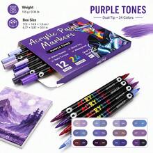 1pc 24/48/72/96/120/168/192/240 Colors Dual-Tip Dual-Color Marker Pen, Acrylic Paint Pen For Glass Painting, Layering Colors, Art Students & Professionals - Multicolor - View 26