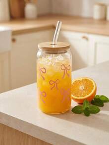 1pc - 16oz Clear Coffee Cup. This Large Capacity Outdoor Travel Beverage/Juice Cup Is Perfect For Use In Summer And Winter. It's An Excellent Gift For Birthday/Holiday Parties And Can Also Be Used As A Christmas Gift. - Multicolor - View 1