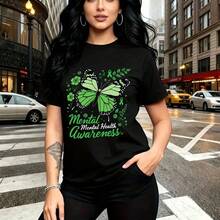 Camiseta de mujer con estampado floral vibrante y frase motivacional en español - diseño fresco y cómodo de cuello redondo, estilo casual chic perfecto para el calor - ideal para días soleados, paseos por la playa o como regalo especial para mamá, es - Negro - Ver 8