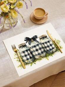1pc Linen Placemat, Breakfast Mat, Coffee Mat, Coaster, Bowl & Plate Mat, Kitchen Accessory, Easy To Clean Placemat, Suitable For Home, Restaurant, Restaurant Decor, Holiday Gift, Gift For Friends, Multi-Piece Set - Multicolor - View 3