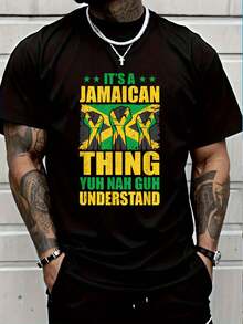 100% Cotton Wah Gwaan Jamaica Flag Jamaican Pride Reggae Vacation TShirt T-Shirt Women's Men Graphic Tee - 黑色5 - 查看 1