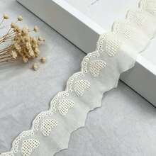 復古心形棉質蕾絲邊緞帶 4.2cm 白色米色刺繡飾邊，適用於圍裙、袖口、窗簾縫製裝飾 4Y 16Y - HB830 - 查看 11