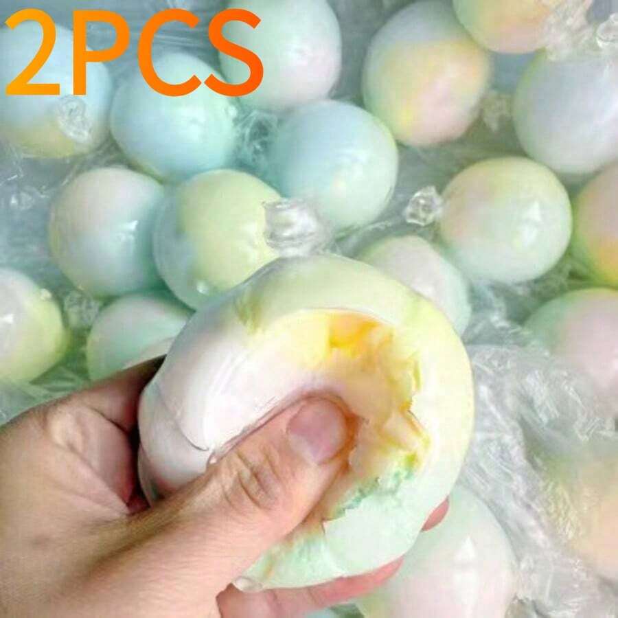 2PC Rainbow Gradient Crispy Ball, Cantaloupe Dark Chocolate & Cantaloupe Strawberry Simulation Squeeze Toy, Handmade Wax Texture Slow Rising Squishy Ball, Sound-Making Crispy Fidget Sensory Decompression Toy, Perfect Anxiety Relief Relaxation Gadget For Students, Office Workers, Teens And Adults, Cute Aesthetic Desktop Decor, Ideal Birthday And Graduation Holiday Surprise Gift For Daily Leisure Entertainment - 彩色 - 查看 1