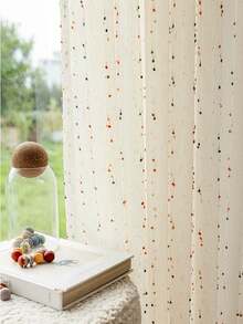 1PC Ins Style Colorful Small Polka Dot Sheer Curtain, Cream Style Translucent Non-Transparent Bedroom Living Room Bay Window Curtain - Multicolor - View 6