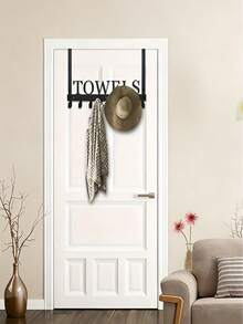 Steel Over-The-Door Hook, Bathroom Towel Rack, Heavy Duty Metal Multi-Functional Towel Rack Towel Holder Door Hanging Towel Rack, Towel Hook, Metal Sandblasted Finish Wall Mounted Door Hanging Soft Home Decor Bathroom Decor Bathroom Accessories - Multicolor - View 9