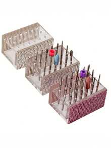 1pc Rhinestone Acrylic Polishing Head Box, 18-Hole AB Color Rhinestone Inlaid Acrylic Polishing Head Box, Used For Storing And Displaying Nail Drill Bits, Dust-Proof Tool Storage Box, Suitable For Nail Art Techniques - Multicolor - View 8