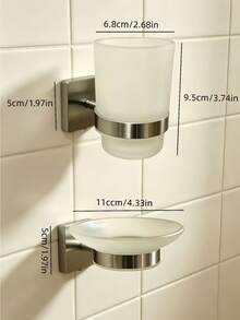 1 pieza Juego de accesorios de baño de acero inoxidable - Toallero, Anillo para toalla, Portarrollos de papel higiénico, Gancho para bata, Fácil instalación - Plateado - Ver 4