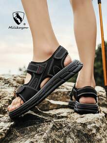 39-47 Plus Size Men's Summer Slippers, Outdoor Comfortable Casual Shoes, Lightweight Non-Slip Sandals, Durable Breathable Men's Sandals, Suitable For Outdoor & Daily Wear - Black 1109 - View 4
