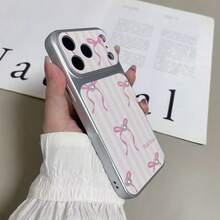 1 pieza Funda de teléfono a prueba de golpes con textura de aerosol mate de TPU, decoración de lazo a rayas colorido, compatible con iPhone 15/15 Pro/15 Plus/15 Pro Max/16/16 Pro/16 Plus/16 Pro Max/17 Pro Max - Multicolor - Ver 4