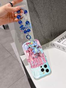 Disney Has Authorized, Phone Case - Chain Set, The Stitch Lilo & Stitch 3D Phone Case Plus A Silicone 3D Stitch Bracelet With Metallic Ring Removable Bracelet, Stitch And Angel Pattern, Compatible With Iphone17/16/15/14/13/12/11/XS/XR/X Plus Pro Max, A Stylish Cartoon Phone Case, The Perfect Gift Choice, Phone Protection, Durable Phone Cover, Great Gift For Friends And Family. - trắng - Xem 3