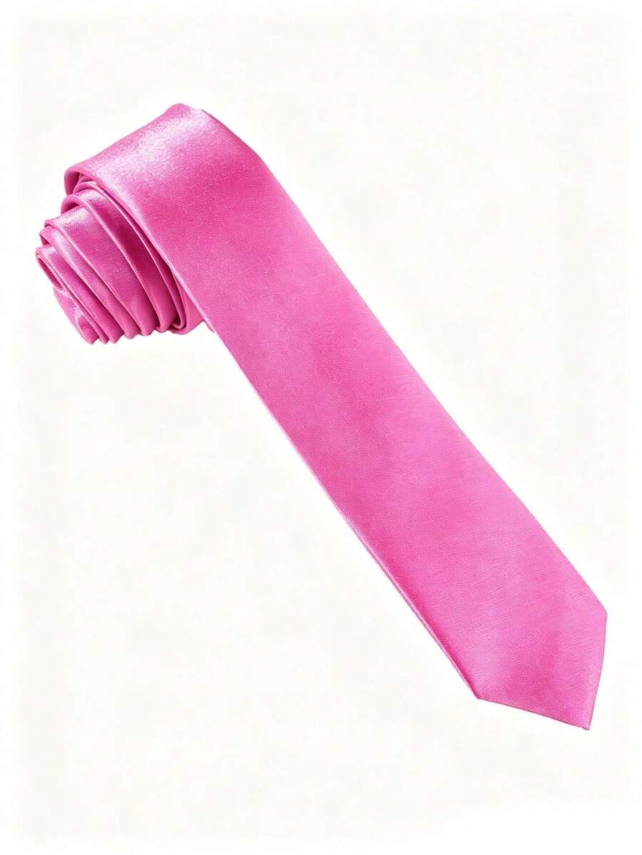 1 pieza Corbata de unicolor para hombre, corbata estrecha formal de negocios (4cm) - Rosa Fucsia - Ver 1