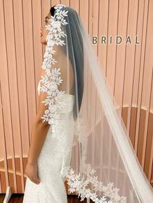 118 Inch Vintage Cathedral Length Wedding Veil, Suitable For Photography Styling, Lace Bridal Veil With Metal Comb - Multicolor - View 5