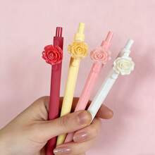 1pc Cute Floral Pattern Ballpoint Pen Set, Multiple Colors Available, Made Of Quick-Drying, Durable, And Lightweight Plastic, Perfect For Office Use And Gifting - Multicolor - View 4