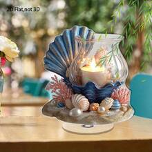 Đồ trang trí để bàn acrylic phẳng 2D, giá đỡ để bàn họa tiết vỏ sò và san hô đại dương, quà tặng trang trí tiệc phong cách ven biển cho gia đình - A - Xem 3