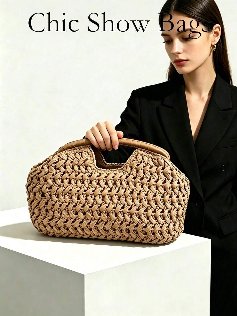 2026 New Handmade Woven Rattan One Shoulder Bag With Adjustable Strap, Women's Envelope Shoulder Crossbody Bag - Ginger - View 1