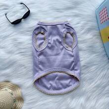 Vêtements pour chiens et chats de compagnie, simples et mignons, style doux, gilet pour petits chiens et chats, vêtements d'été, printemps et automne, vêtements pour animaux de petite race, violet et rose - Multicolore - Voir 5