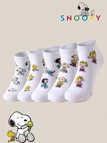 SNOOPY 10/5/1 زوج جوارب سنوبي، جوارب بيضاء قصيرة بنمط جرو، أسلوب متعدد الاستخدامات للطلاب والبالغين والهدايا والاستخدام اليومي - متعدد الألوان - مشاهدة 11