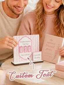 Personalized Reading Tracker And Customized Bookshelf Log - Includes Annual Reading Counter, Book Display Shelf And "To-Read" List. This Set Contains One Handmade Wooden Reading Tracker And Display Shelf, 30 Number Blocks, And Two Signs Labeled "To-Read" And "Currently Reading". - Multicolor - View 8