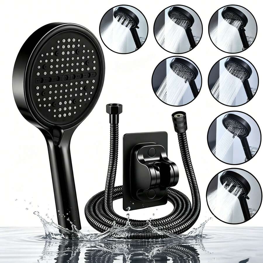 8 Spray Modes High Pressure Handheld Shower Head Set, Matte Black Detachable Shower Head, Equipped With 59 Inch Stainless Steel Hose And Adjustable Wall Mount Bracket, Anti-Clogging Nozzles, Suitable For Bathroom, RV And Pet Bathing - Shower Head - View 1