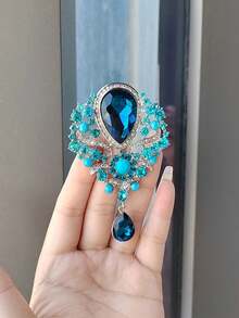 1 pieza Broche de Pendiente de Cristal Vintage con Forma de Lágrima, Accesorio de Ropa con Decoración Exagerada de diamante de imitación Aleatorios - Multicolor - Ver 11