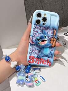 Disney Has Authorized, Phone Case - Chain Set, The Stitch Lilo & Stitch 3D Phone Case Plus A Silicone 3D Stitch Bracelet With Metallic Ring Removable Bracelet, Stitch And Angel Pattern, Compatible With Iphone17/16/15/14/13/12/11/XS/XR/X Plus Pro Max, A Stylish Cartoon Phone Case, The Perfect Gift Choice, Phone Protection, Durable Phone Cover, Great Gift For Friends And Family. - trắng - Xem 4