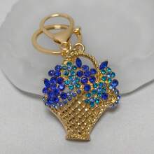 Elegant Flower Basket Keychain Colorful Rhinestone Floral Charm Key Ring For Women Fashion Gift - A1 - View 10