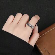 1pc Vintage Skeleton Bone Open Ring, Punk Dark Style Versatile Finger Ring - Antique Silver - View 3