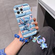 Disney Has Authorized, Phone Case - Chain Set, The Stitch Lilo & Stitch 3D Phone Case Plus A Silicone 3D Stitch Bracelet With Metallic Ring Removable Bracelet, Stitch And Angel Pattern, Compatible With Iphone17/16/15/14/13/12/11/XS/XR/X Plus Pro Max, A Stylish Cartoon Phone Case, The Perfect Gift Choice, Phone Protection, Durable Phone Cover, Great Gift For Friends And Family. - trắng - Xem 6