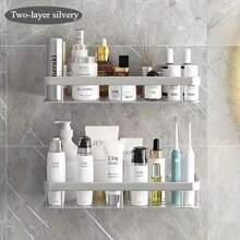 No-Drill Bathroom Shower Caddy, Wall-Mounted Rust-Proof Corner Shower Rack, Large Capacity Luxury Bathroom Kitchen Storage Rack - No-Drill Wall-Mounted Bathroom Storage Rack, Convenient For Access And Organization, Suitable For Kitchen And Home, Store Toiletries, Cosmetics And Miscellaneous Items - Multiple Styles - View 7