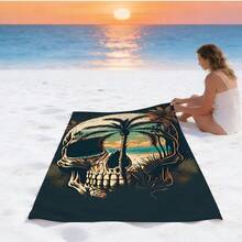 1pc Day Of The Dead Sugar Skull Floral Print Beach Towel, Sand Free Quick Dry Absorbent Microfiber Pool Towel, Lightweight Summer Travel Swimming Beach Accessory - K - View 4