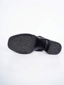 Women's Solid Color Hook And Loop Fashionable Versatile Thick Heel Open Toe Sandals, Platform High Heels - Black - View 7