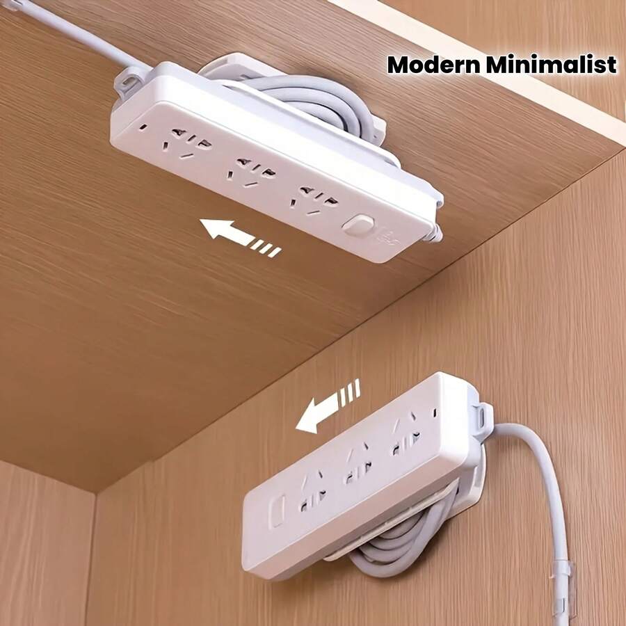 1/8入 自黏式電纜夾 白色塑膠壁掛支架 適用於電源接線板、路由器、面紙盒，易安裝省空間 多功能極簡掛鉤，理想的辦公室與居家桌面及牆面收納配件