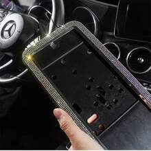 1 Peça Moldura de Placa de Licença em Aço Inoxidável com Strass e Lantejoulas, Tamanho Universal Russo, Adequada para Carros, Caminhões e SUVs, Acessório de Carro Feminino da Moda, Resistente à Ferrugem e Fácil de Instalar, Decoração de Carro Premium, Presente de Aniversário Ideal - multicolorido - Visão 3