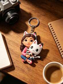 MASSDI Gantungan Kunci Gabby & Pandy Paws dari Gabby Dollhouse, Gantungan Tas Figur 2D, Aksesori Gantungan Kunci PVC Tahan Lama, Cocok untuk Kunci, Ransel, Tas Tangan, dan Koper, Sempurna untuk Penggemar, Hadiah Ulang Tahun, Suvenir Pesta, dan Acara Bertema. - gantungan kunci - View 4