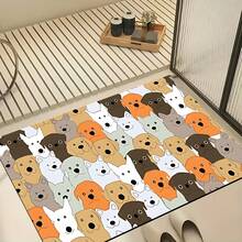 1pc, Home Decor, Dog Pattern Print, Diatom Mud Rug, Easy To Clean, 3D Print Rectangular, Suitable For Doorway, Living Room, Kitchen, Bedroom, Hallway, Bathroom, Laundry Room - Polyester Rug, Suitable For Indoor And Outdoor Home Decor - Multicolor - View 2