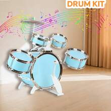 Upgraded Children's Jazz Drum Set, 5-Piece Toy Set For Preschool Children, Band Rock Jazz Drum Instrument, Suitable For 1-3/3-5 Years Old - Màu xanh nhạt - Xem 7