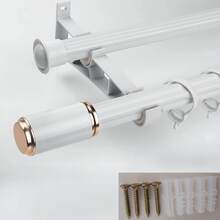 2 Sets Double Layer Curtain Rod Brackets, Metal Curtain Rod Support Brackets, Black Heavy Duty Curtain Rod Brackets With 4 Screws And Expansion Tubes, Suitable For Curtain Rod Wall Mounts, Can Support Up To 110.23 Lbs - 2 Curtain Rod Brackets + 4 Screws and Wall Anchors - View 10