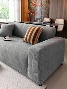 1pc Solid Color Plush Stretch Sofa Cover, Foam Rod Fixed Anti-Slip Pet-Friendly, Suitable For All Seasons Holiday Decor, Fit For Combination Sofa, Chaise Lounge, Straight Sofa - Dark Grey - View 7