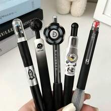 5支裝豪華Count系列馬卡龍色系凝膠墨水筆組，可愛筆記用0.5mm細尖可伸縮5支黑墨水筆，適用於書寫、日記、學校、辦公室文具，男女通用可愛風格筆，開學季高三適用 - YML - 查看 11