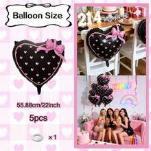 Juego de 2/5 globos de lámina de aluminio con estampado de corazón y margarita, lazo de amor, adecuado para fiesta de cumpleaños, aniversario, baile de graduación, propuesta, decoración de baby shower, confesión, decoración de accesorios para fotos, aniversario, decoración de pared de fondo. - Ver 9