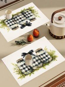 1pc Linen Placemat, Breakfast Mat, Coffee Mat, Coaster, Bowl & Plate Mat, Kitchen Accessory, Easy To Clean Placemat, Suitable For Home, Restaurant, Restaurant Decor, Holiday Gift, Gift For Friends, Multi-Piece Set - Multicolor - View 5