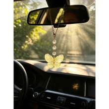 1pc Crystal Bead Butterfly Car Interior Decoration Pendant, Car Rearview Mirror Decoration Accessories - A - View 10